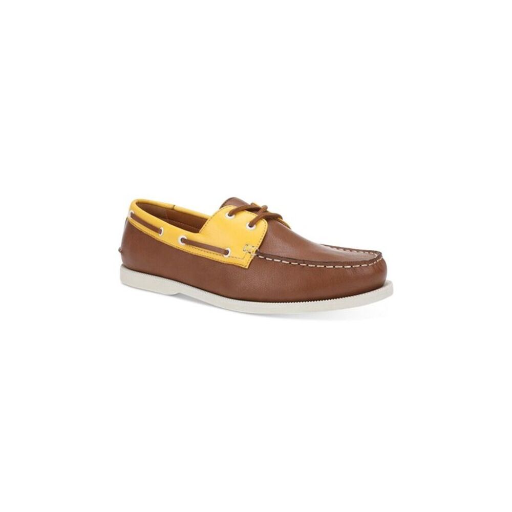 CLUBROOM Mens Brown Cushioned Comfort Elliot Round Toe Lace-Up Boat Shoes 9 M